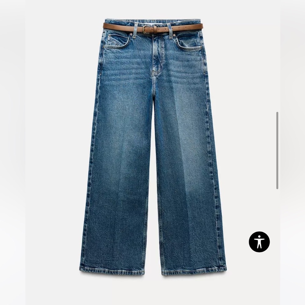 Zara Size 8 HIGH RISE Z1975 BELTED STRAIGHT LEG JEANS - Picture 2 of 6
